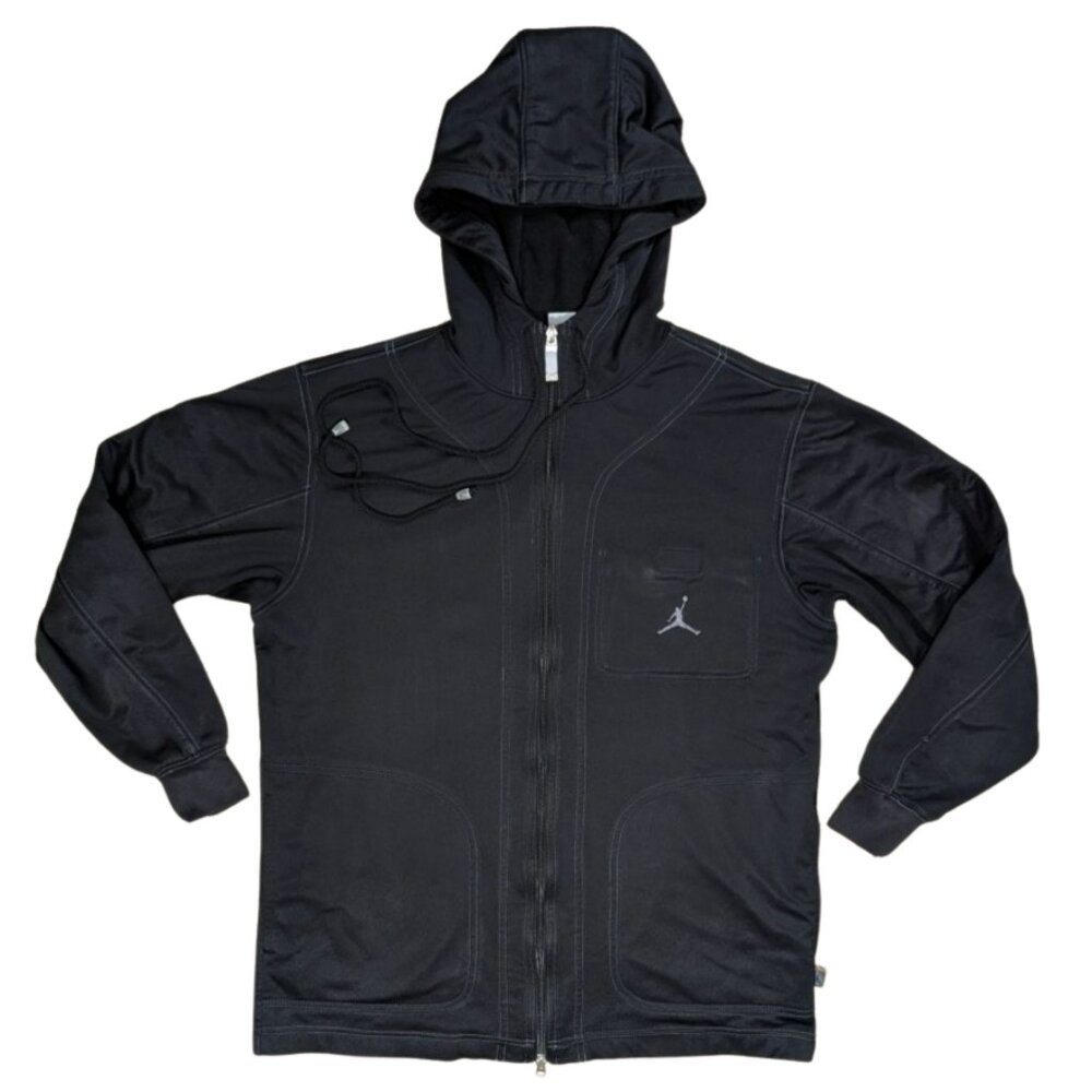 🔥 Vintage Jordan Training Tactical Full Zip Hoodie M Black Contrast Stitch